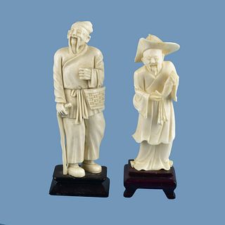 Two Antique Chinese Carved Figurines