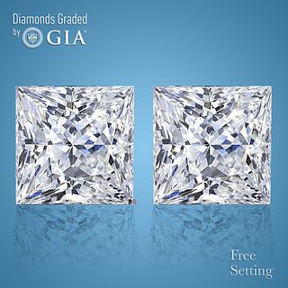 4.05 carat diamond pair, Princess cut Diamonds GIA Graded 1) 2.02 ct, Color E, VS2 2) 2.03 ct, Color E, VS2. Appraised Value: $150,200 
