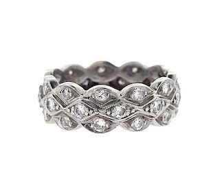 Platinum Diamond Wavy Wedding Band Ring