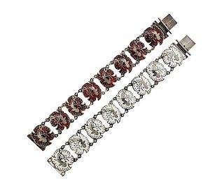 Siam Sterling Silver Enamel Bracelet Set of 2