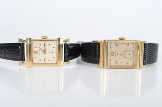 Two Vintage Hamilton 14k Gold Watches