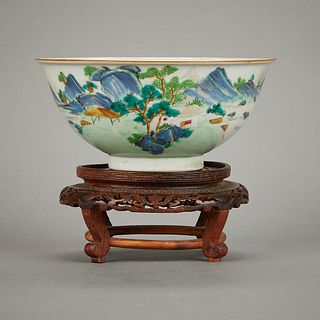 Chinese Famille Verte Porcelain Bowl w/ Stand