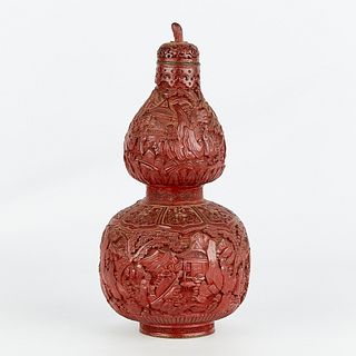 Chinese Cinnabar Lacquer Double Gourd Vessel