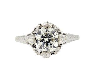 Art Deco Platinum 1.60ct Engagement Diamond Ring