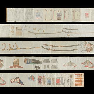 Japanese Scroll w/ Ceremonial Armor & Weapons