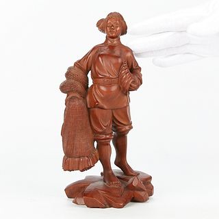 Chinese Cultural Revolution Wooden Fisherwoman