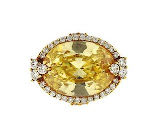 Judith Ripka 18K Gold Canary Crystal Diamond Ring