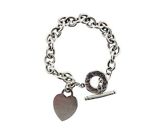 Tiffany &amp; Co Sterling Silver Heart Link Toggle Bracelet