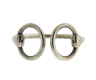 Hermes Nausicaa Sterling Silver Hinged Cuff Bracelet