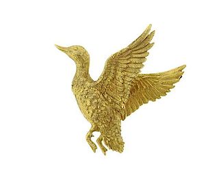 18K Gold Duck Motif Brooch Pin