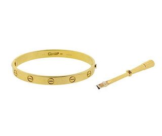 Cartier Love 18k Yellow Gold Bracelet Size 17