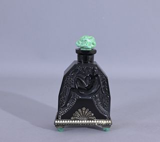 1920s Czech Hoffmann Black Crystal Bottle