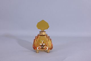 Vintage Czech Glass Perfume Bottle w/ Overlay