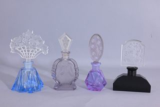 (4) Vintage Czech Glass Perfume Bottles