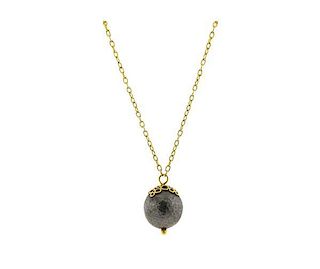 Gurhan 24K Gold Blackened Silver Ball Drop Pendant Necklace