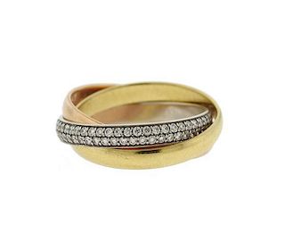 Cartier Trinity 18k Gold Diamond Rolling Band Ring