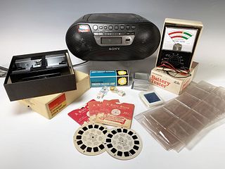 A/V LOT SPANNING DECADES SONY, SLIDES, VIEW MASTER