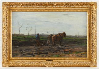 Jacob Maris "Plowing" Landscape Painting