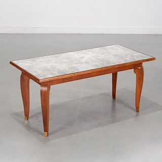 Jules Leleu, mahogany & glass coffee table, signed