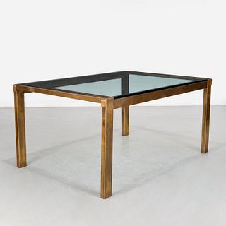 Mastercraft brass, glass extension dining table