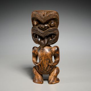 Maori Peoples, carved wood tiki figure