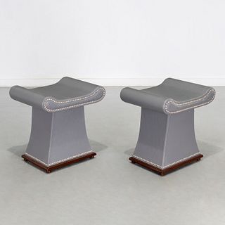 Global Views, pair leather 'Sultan" stools
