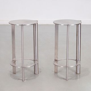 Gertler & Woolf, pair PoMo metal counter stools