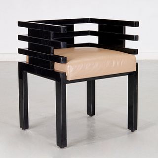 Kem Weber (style), black lacquered arm chair