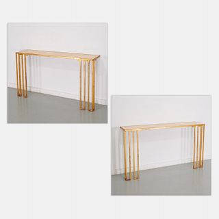 Jean Royere (after), pair 'Crenaux' wall consoles