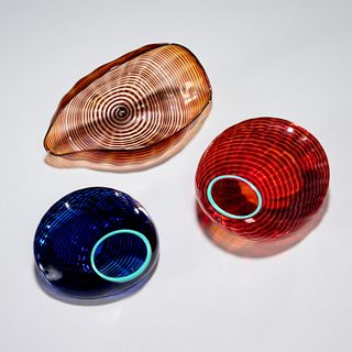 Dale Chihuly, (3) small glass vessel sculptures