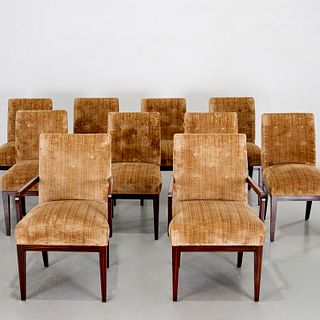 Eugene Schoen (attrib), (10) ebony dining chairs