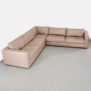 DWR, 'Reid' grey leather sectional sofa