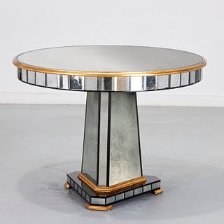 Contemporary giltwood and mirrored center table