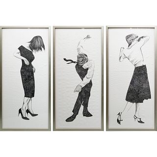 Robert Longo (after), oversize triptych drawing