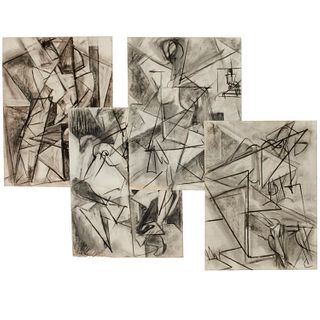 School of Hans Hofmann, (4) charcoal drawings