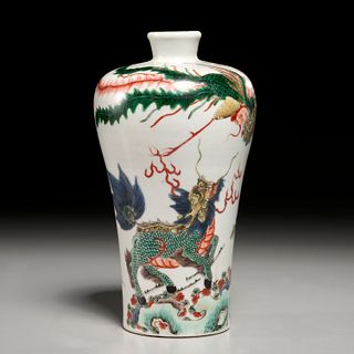 Chinese famille verte porcelain Meiping vase