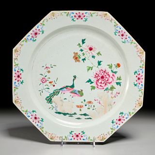 Chinese famille rose octagonal charger