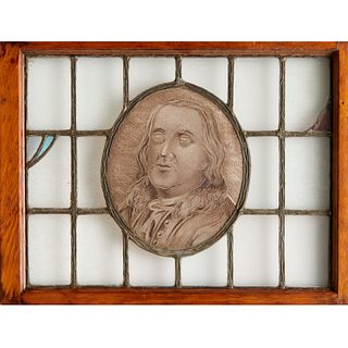Benjamin Franklin leaded glass window panel