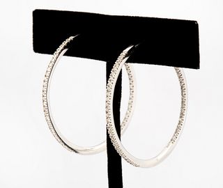 Diamond and 14K White Gold Inside-Out Hoops