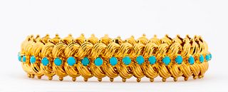 A 22K Gold and Turquoise Bracelet