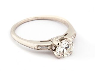 A Diamond and Platinum Antique Engagement Ring