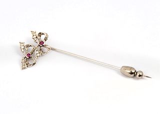 A Diamond Double Bow Stick Pin