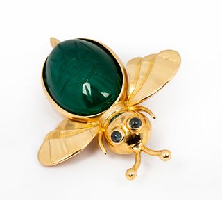 A18K Gold and Gemstone Bee Brooch