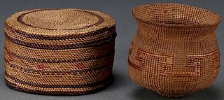 A PAIR OF INDIAN WOVEN TRINKET BASKETS