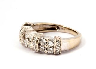A Diamond and 14K White Gold Band