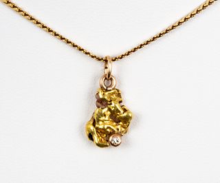 A Vintage Diamond and Gold Nugget Necklace