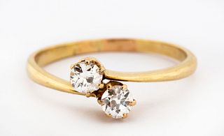 An Antique Diamond and Gold Moi et Toi Ring