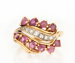 A Franklin Mint 14K Gold, Ruby and Diamond Ring