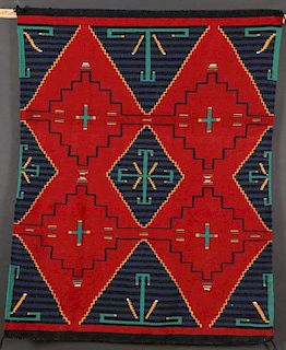 TWO SOUTHWEST NAVAJO HANDWOVEN WOOL RUGS