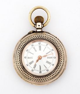 An Antique Engraved Swiss Silver Pocket Watch